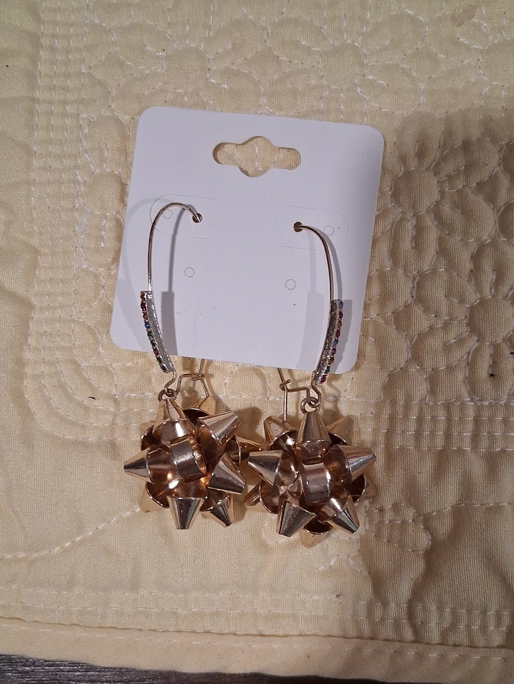Gold Bow Dangle Hoop Earrings BETSEY JOHNSON